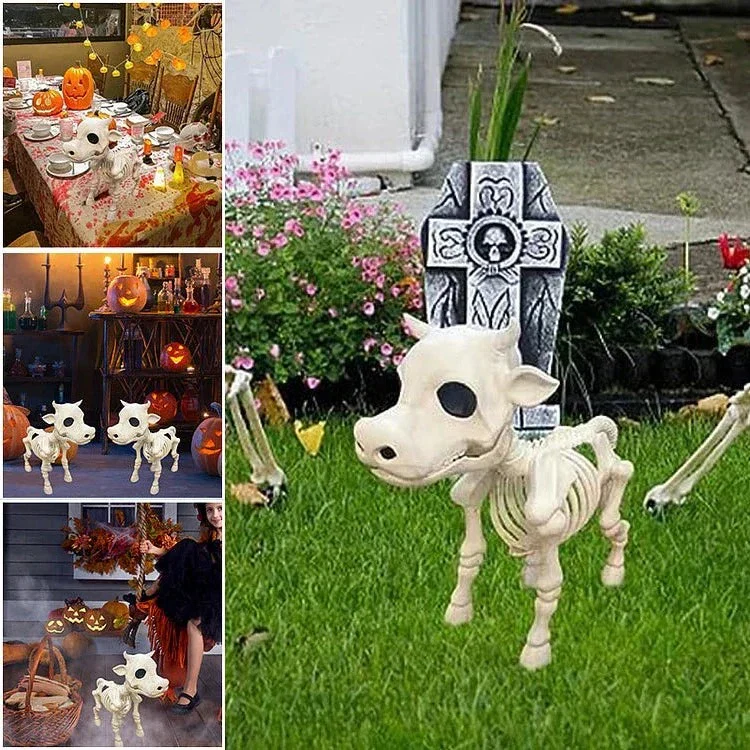 Spooky Halloween Cow and Horse Skeleton Decorative Prop - Image 6