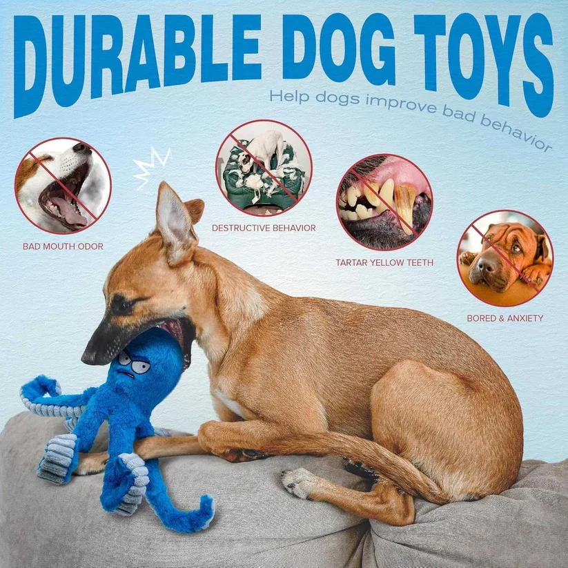 Squeaky Plush Dog Toy with Crinkle and Chew Features - Image 14