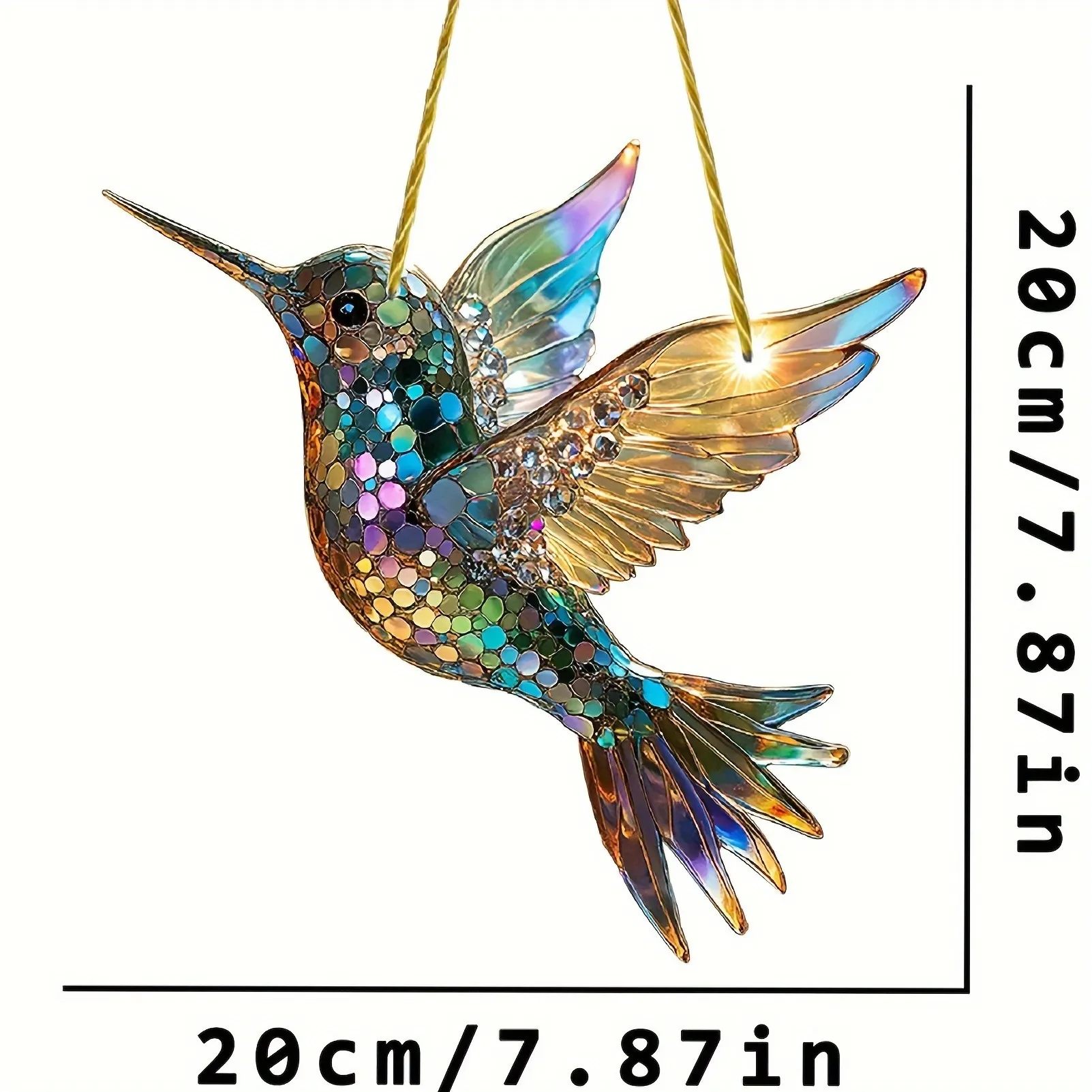 Stained Glass Style Hummingbird Window Panel Suncatcher - Image 4