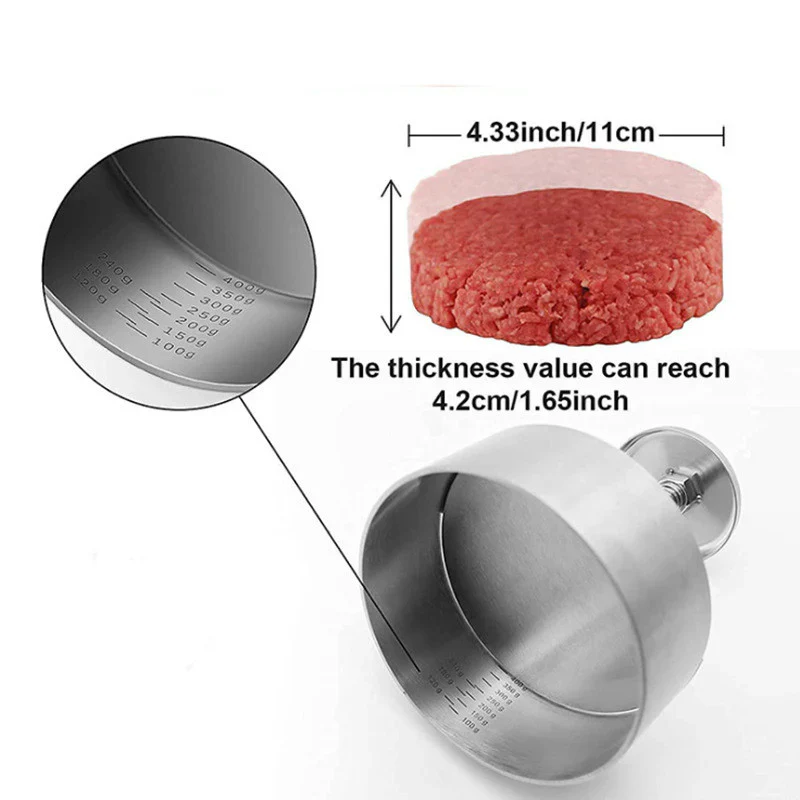 Stainless Steel Burger Press Mold for 5-Inch Patties - Image 3