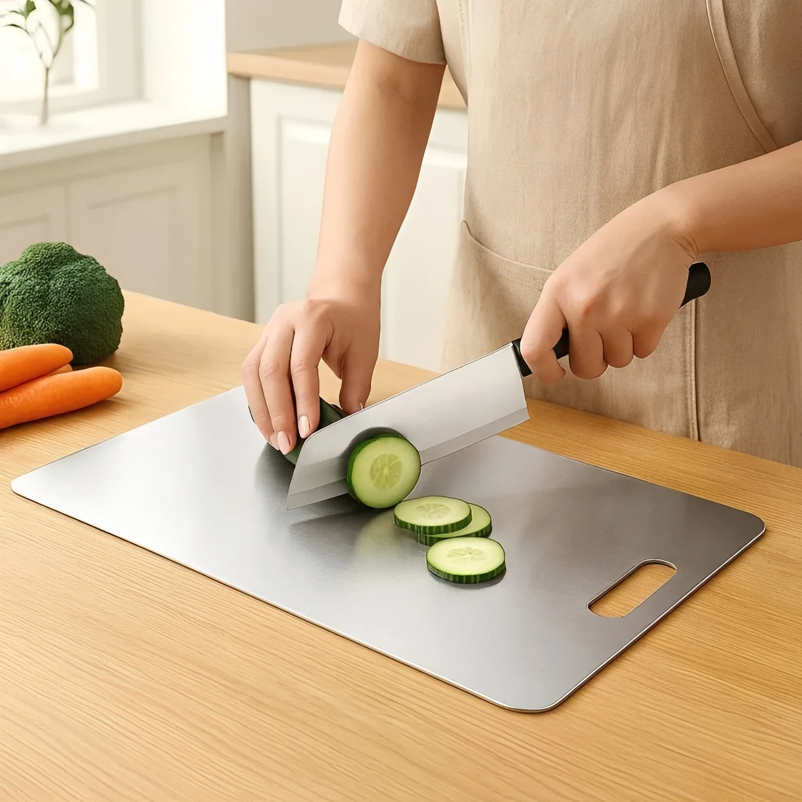 Stainless Steel Kitchen Cutting Board for Meat, Vegetables and Fruit - Image 2