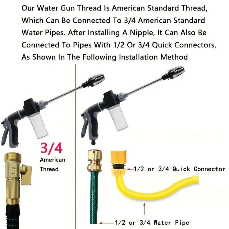 Stainless Steel Garden Hose Nozzle with Long Handle and Spray Modes - Image 8