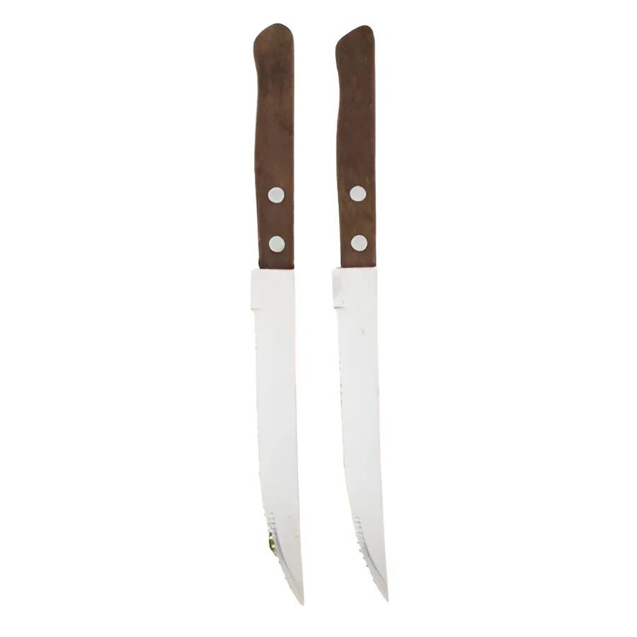 Stainless Steel Steak Knife Set with Wooden Handles & Serrated Edges - Image 6