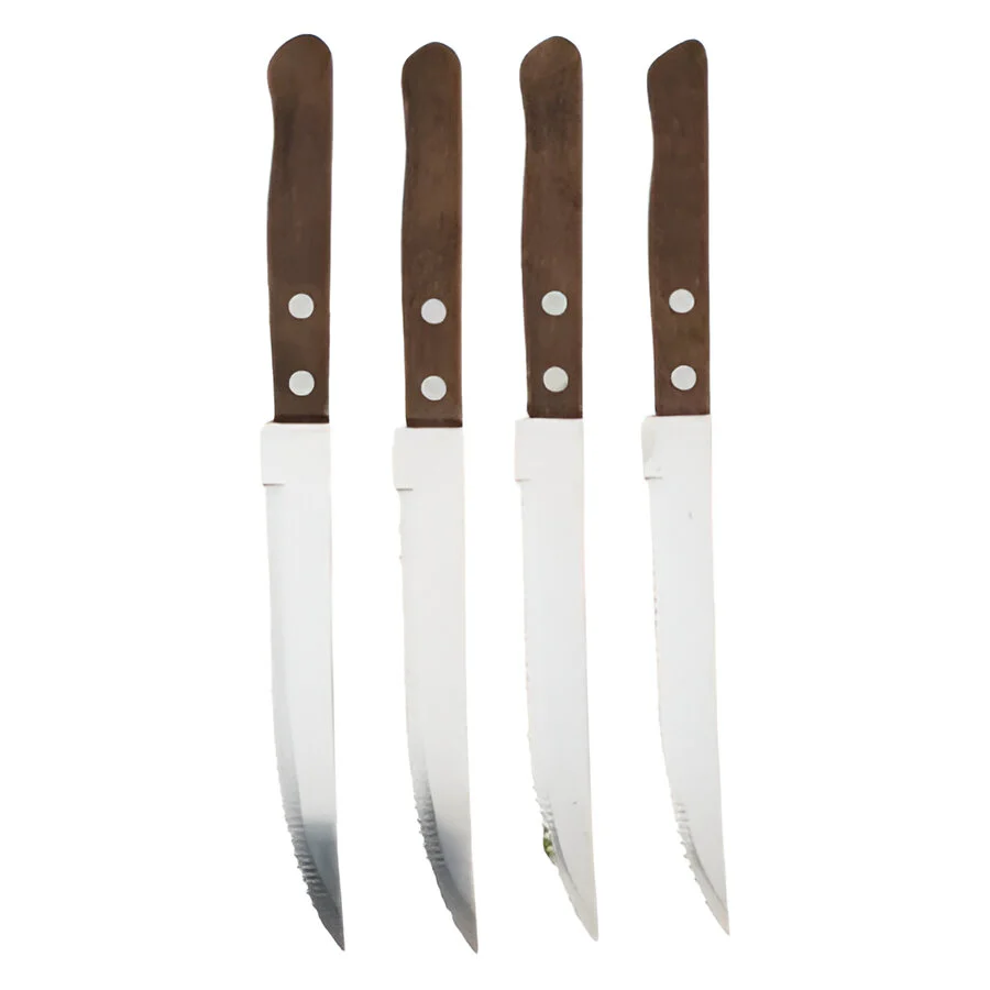 Stainless Steel Steak Knife Set with Wooden Handles & Serrated Edges - Image 7