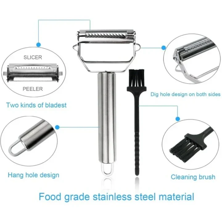 Stainless Steel Vegetable Peeler with Julienne Blade Attachment - Image 6