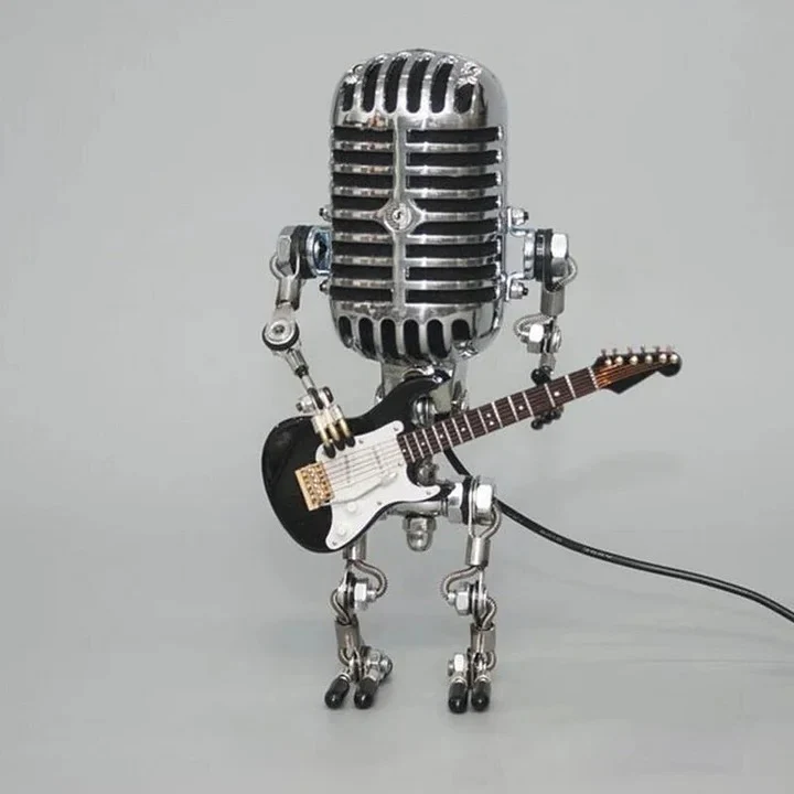 Metal Robot Desk Lamp, Guitar and Microphone Design - Image 3