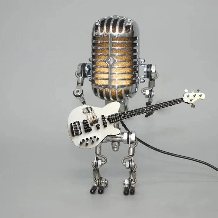Metal Robot Desk Lamp, Guitar and Microphone Design - Image 4
