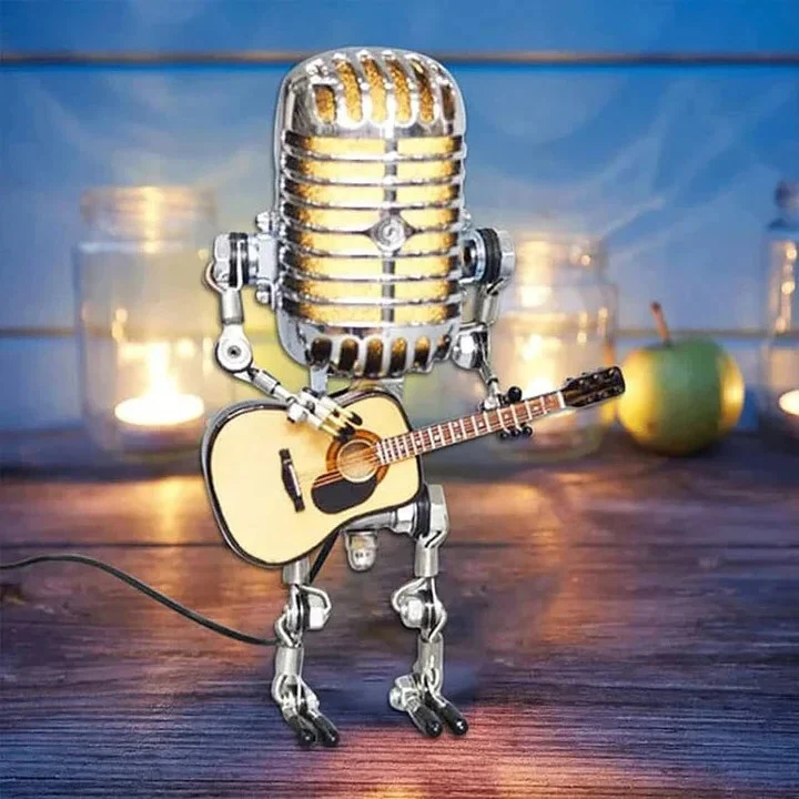 Metal Robot Desk Lamp, Guitar and Microphone Design - Image 5