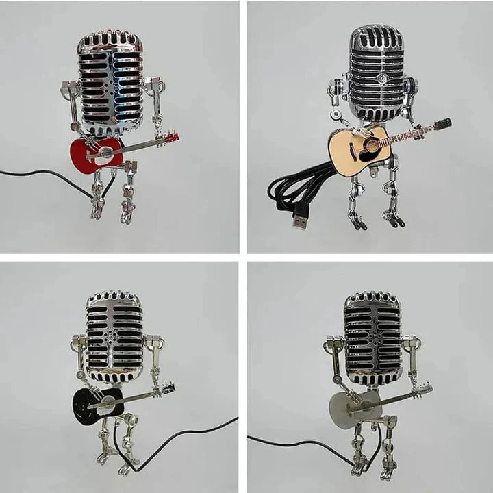 Metal Robot Desk Lamp, Guitar and Microphone Design - Image 6