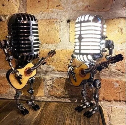 Metal Robot Desk Lamp, Guitar and Microphone Design - Image 7