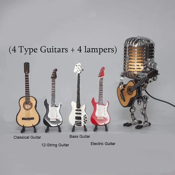 Metal Robot Desk Lamp, Guitar and Microphone Design - Image 8
