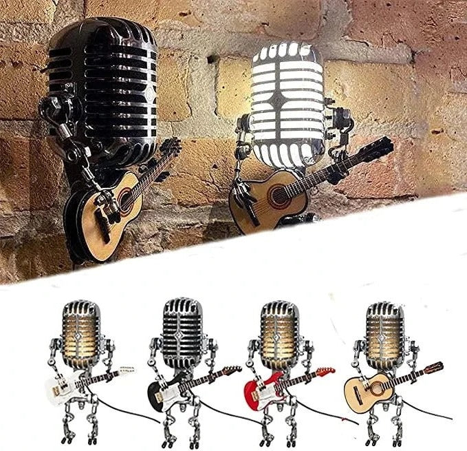 Metal Robot Desk Lamp, Guitar and Microphone Design - Image 9