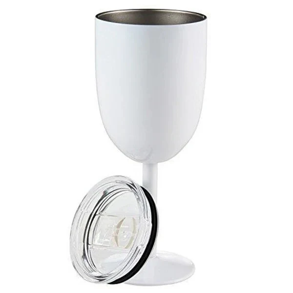 Insulated Stemmed Stainless Steel Wine Goblet with Lid