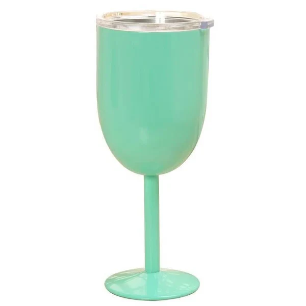 Insulated Stemmed Stainless Steel Wine Goblet with Lid - Image 3