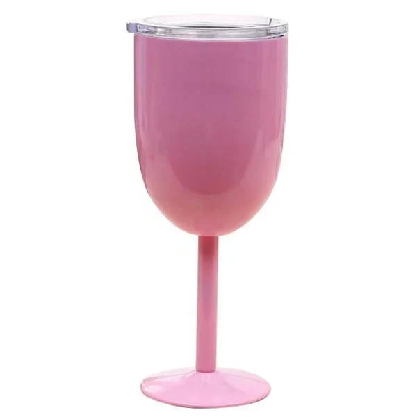 Insulated Stemmed Stainless Steel Wine Goblet with Lid - Image 5