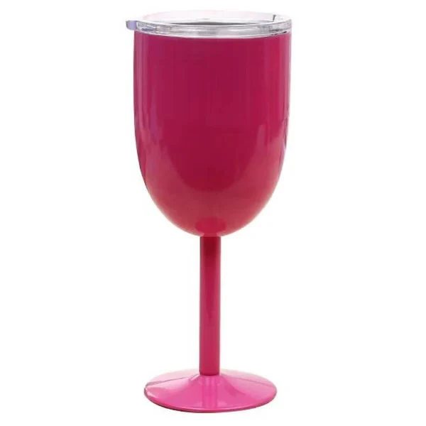 Insulated Stemmed Stainless Steel Wine Goblet with Lid - Image 9