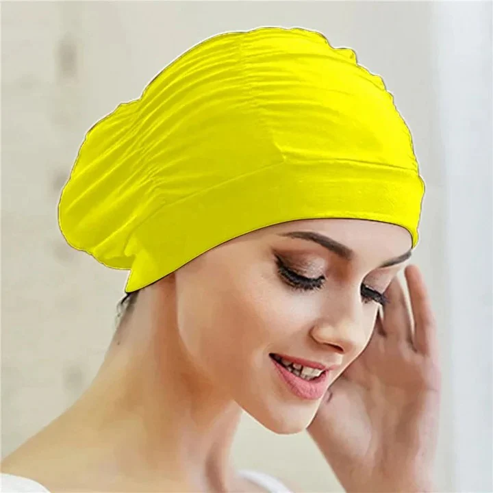 Stretch Swim Cap with Twist Front Turban Design for Swimmers - Image 4