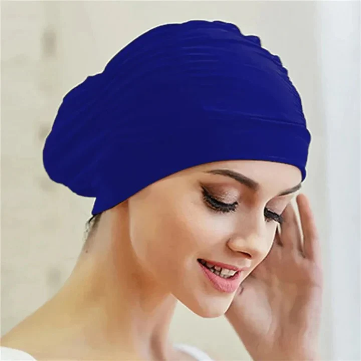 Stretch Swim Cap with Twist Front Turban Design for Swimmers - Image 5