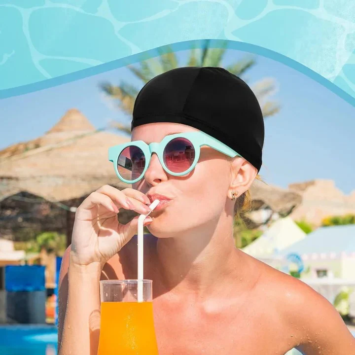 Stretch Swim Cap with Twist Front Turban Design for Swimmers - Image 7