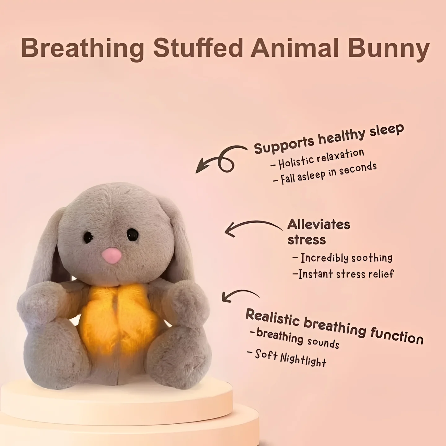 Stuffed Animal Bunny with Breathing Motion Feature - Image 4