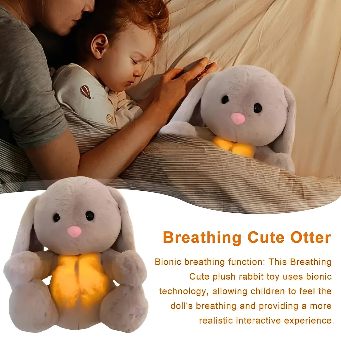 Stuffed Animal Bunny with Breathing Motion Feature - Image 7