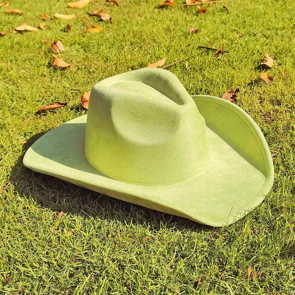 Unisex Suede Western Cowboy Hat with Wide Brim - Image 4