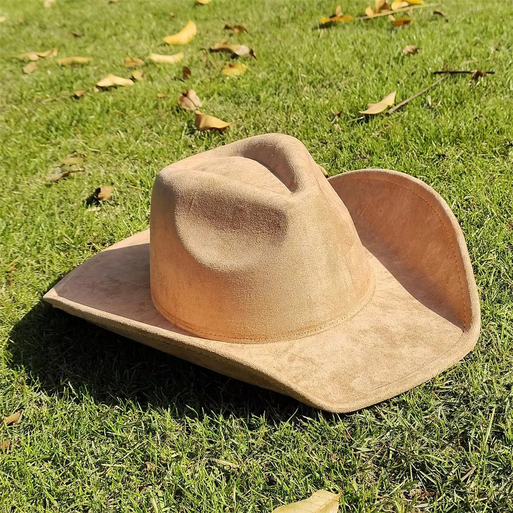 Unisex Suede Western Cowboy Hat with Wide Brim - Image 7