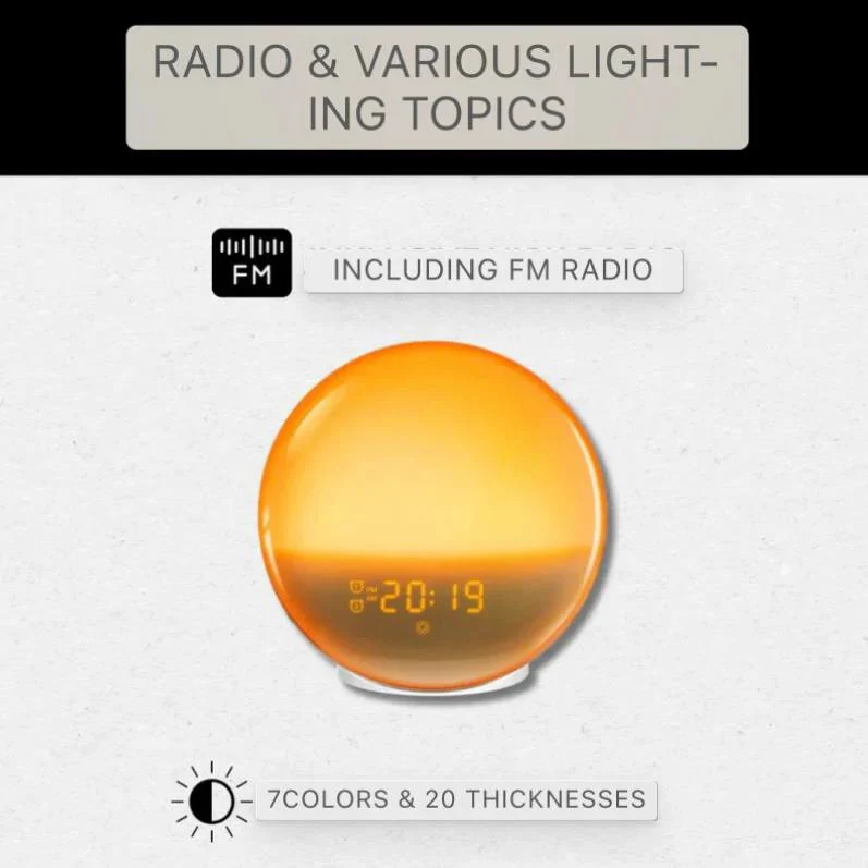 Sunrise and Sunset Simulation Alarm Clock with Bluetooth, FM Radio and App Control - Image 5