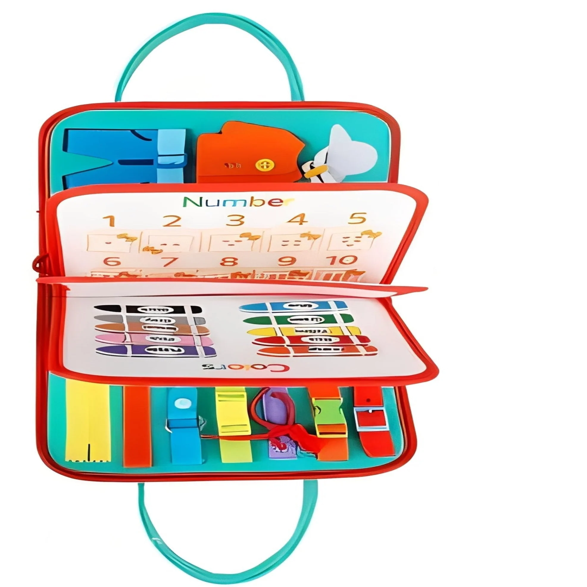 Kid's Activity Board with Textures and Movable Parts - Image 4