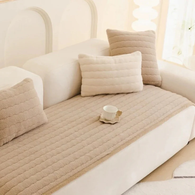 Textured Thick Plush Sofa Slipcover with Anti Slip Grip and Washable Design - Image 2