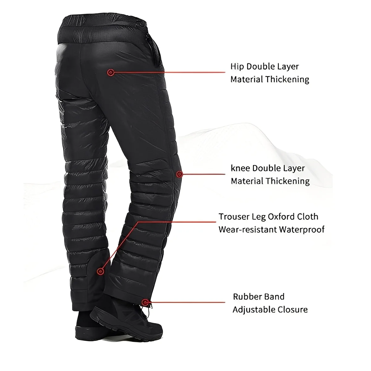Goose Down Insulated Pants with Adjustable Waist and Zippers - Image 2