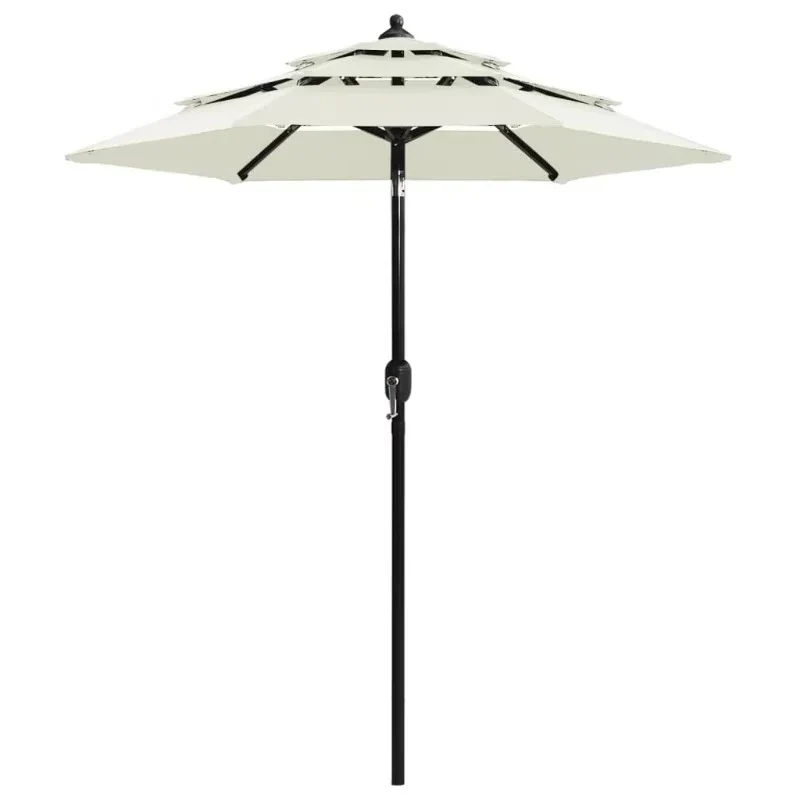Three Tier Patio Umbrella with Crank Tilt and Aluminum Pole - Image 5