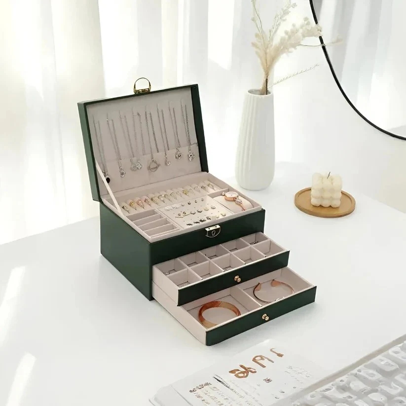 Tiered Jewelry Display Box with Multi Compartment Storage Design - Image 6