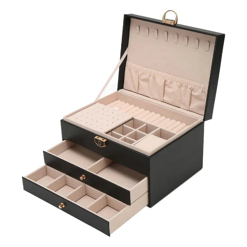 Tiered Jewelry Display Box with Multi Compartment Storage Design - Image 9