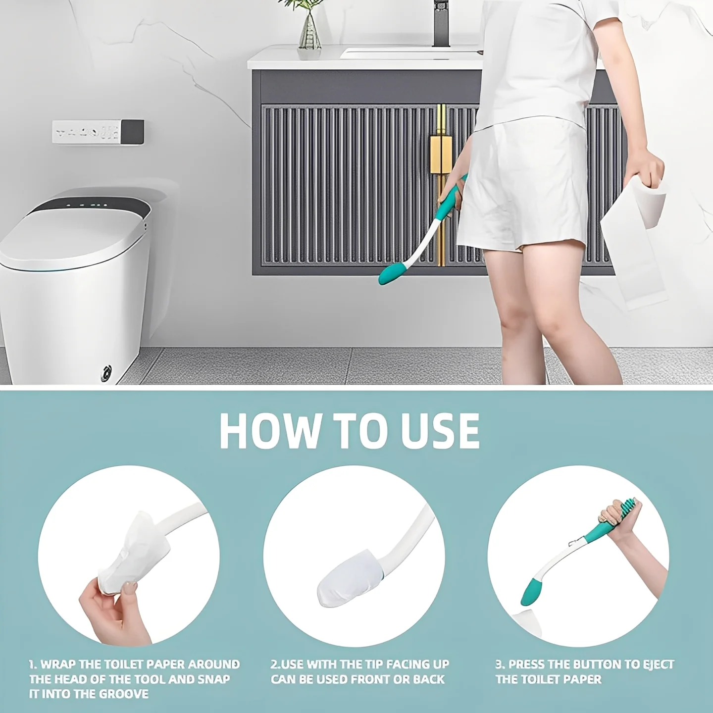 Toilet Wiping Assistance Tool with Extended Reach, Set of 2 - Image 2