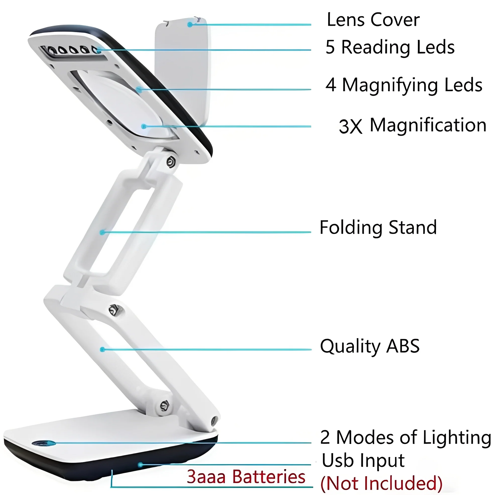 Adjustable Floor Magnifier with Large Viewing Lens and LEDs - Image 3
