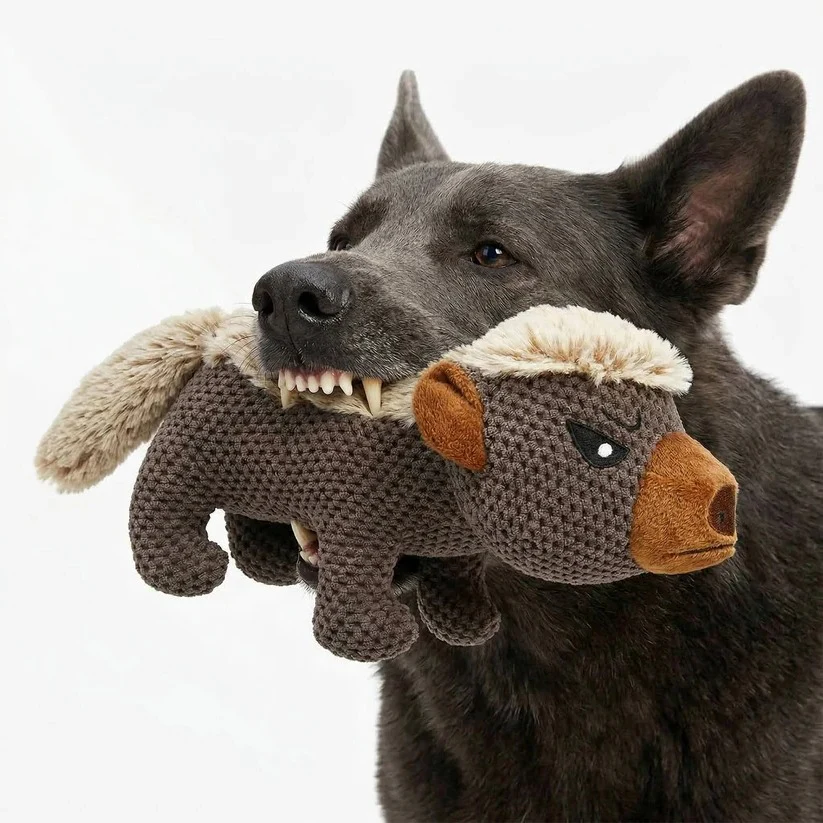 Honey Badger Plush Dog Toy with Squeaker and Reinforced Stitching for Tough Chewers - Image 5