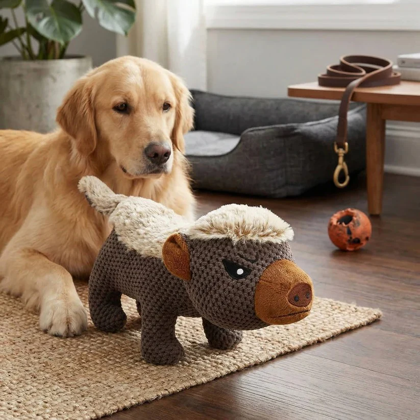 Honey Badger Plush Dog Toy with Squeaker and Reinforced Stitching for Tough Chewers - Image 6