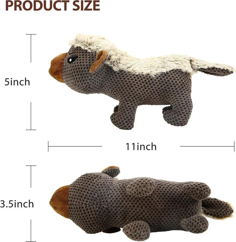Honey Badger Plush Dog Toy with Squeaker and Reinforced Stitching for Tough Chewers - Image 7