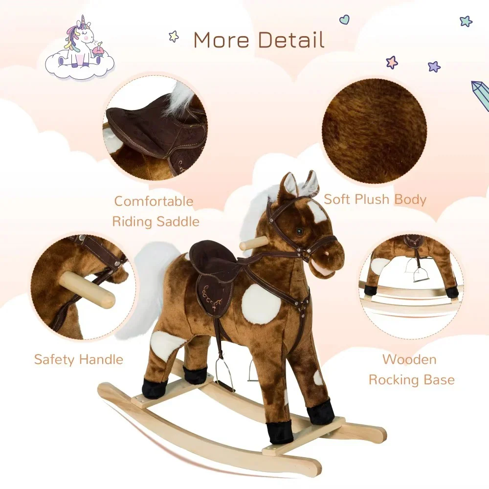 Plush Rocking Horse Ride On Toy with Built In Music - Image 2