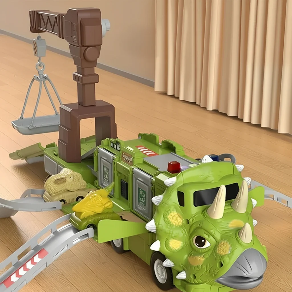 2 in 1 Dinosaur Truck Toy with Lights, Sounds and Storage - Image 3