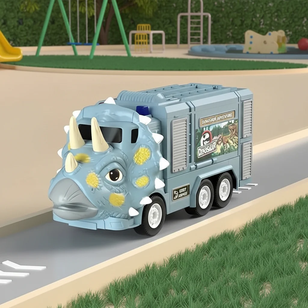 2 in 1 Dinosaur Truck Toy with Lights, Sounds and Storage - Image 4