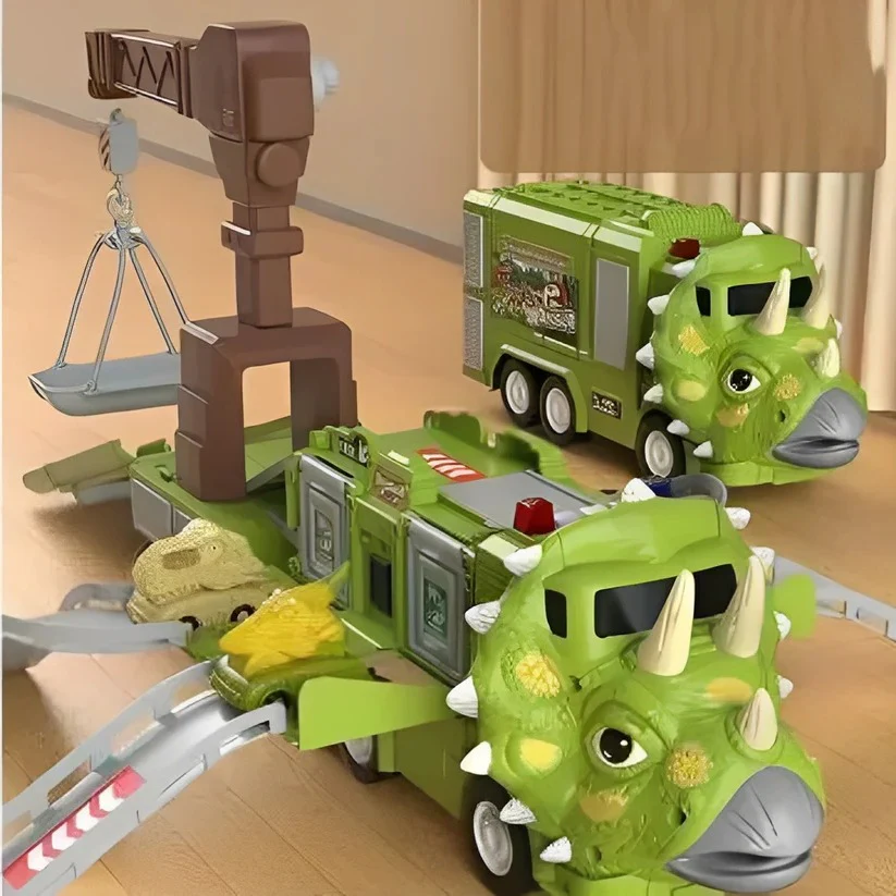 2 in 1 Dinosaur Truck Toy with Lights, Sounds and Storage - Image 7