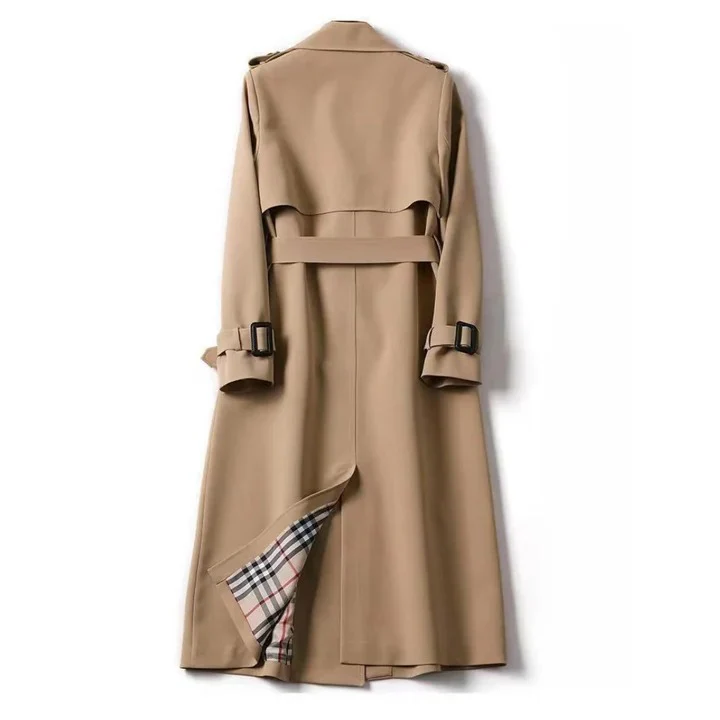 Trench Coat with Adjustable Waist Belt and Front Button Closure - Image 5