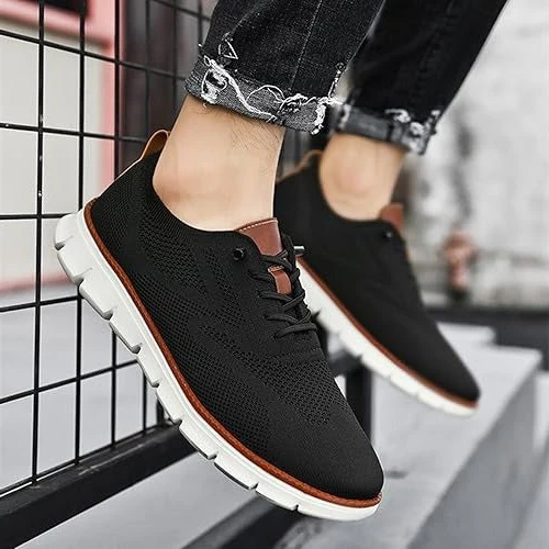 Urban Casual Walking Shoes with Wide Toe Box and Knit Upper - Image 2