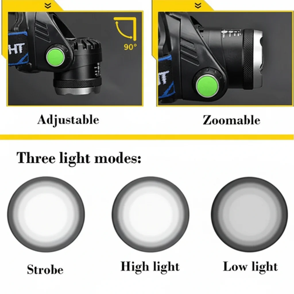 USB Rechargeable LED Headlamp for Hands Free Lighting - Image 2