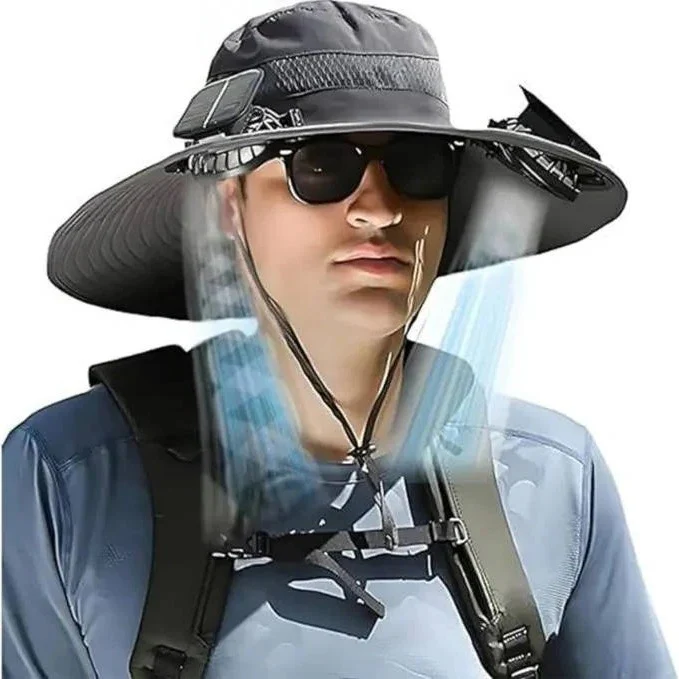 Ventilated Sun Hat with Built In Dual Solar Fans for Men and Women Outdoor Use - Image 3