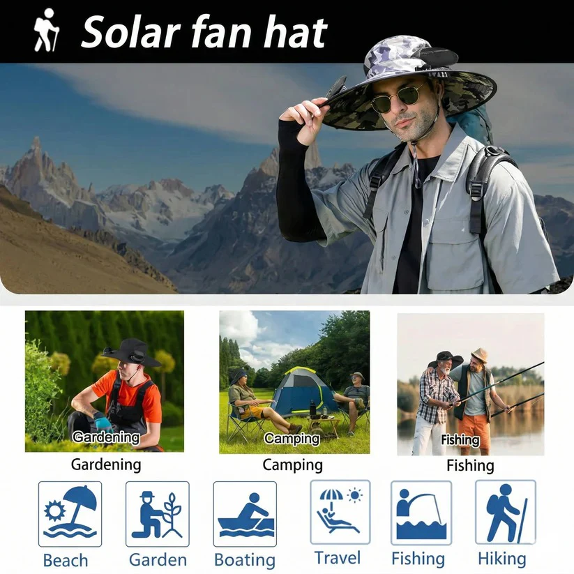 Ventilated Sun Hat with Built In Dual Solar Fans for Men and Women Outdoor Use - Image 4