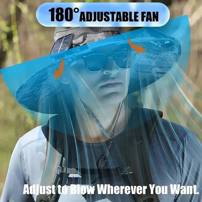 Ventilated Sun Hat with Built In Dual Solar Fans for Men and Women Outdoor Use - Image 5