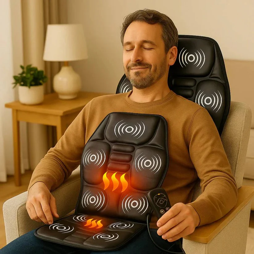 Vibrating Massage Seat Cushion with Heat and Remote Control for Back, Neck and Hip Relief - Image 2